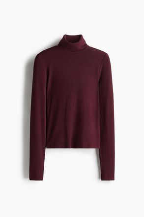 H&M Geripptes Rollkragenshirt - Red