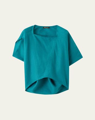 Loro Piana Gaia Short Sleeve Asymmetric Linen Shirt