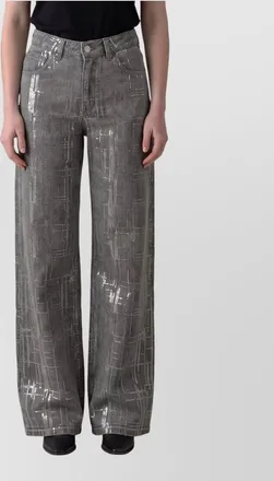 Federica Tosi sequined mid-rise wide-leg denim jeans
