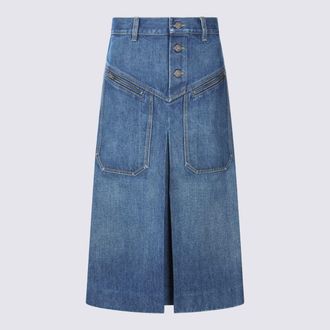 Chloé Blue Cotton Midi Skirt