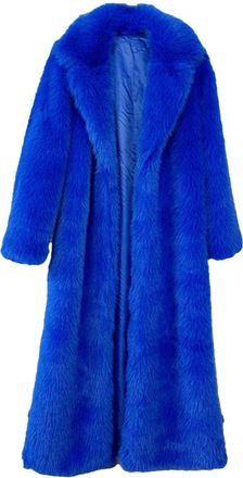 Generic Women Long Fluffy Fur Coat Women Jacket Winter Lapel Thicken Coats Jacket Royal blue M