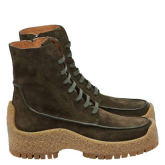 Ferragamo Rugged Platform Lace-Up Boots, Size 9 EE