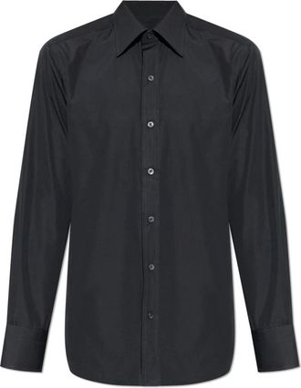 Tom Ford Poplin Slim Fit Overhemd - Heren - Zakelijke Overhemden - Zwart - M - Katoen - Overhemden