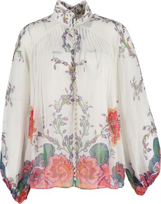 Zimmermann Pre-owned Womens Lovestruck Blouson Blouse in Cream Cotton - Size Small