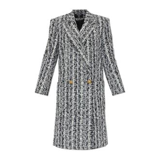 Balmain Lange Tweed Jas - Dames - Mantel - Zwart - XS - Tweed - Jassen