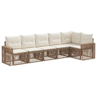 vidaXL Conjunto De Sof&aacute;s De Jard&iacute;n 6 Pcs Beige Y Blanco Crema Vidaxl