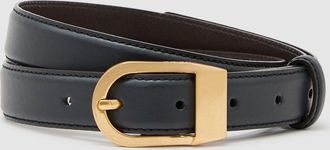 Reiss Navy Leather Curved-buckle Belt, XL