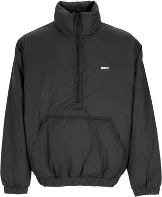 Obey Zwarte Donsjas Mock Neck Studio - Heren - Winterjassen - Zwart - XL - Polyester - Jassen