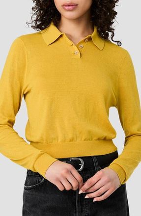French Connection Nola Long Sleeve Polo in Deep Marigold at Nordstrom, Size X-Large