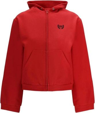 Balenciaga Zip-throughs, female, Red, Size: M Cotton Graphic Sweatshirt