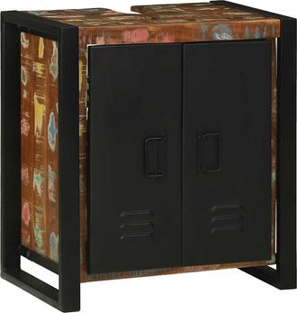 vidaXL Mueble De Lavabo Con Estante Marr&oacute;n Madera S&oacute;lida Recuperada Vidaxl