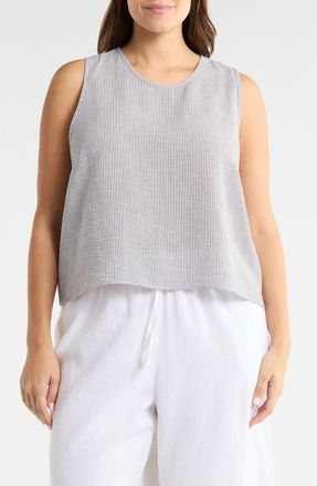 Renee C Stripe Sleeveless Cotton Top in Black at Nordstrom Rack, Size 2X