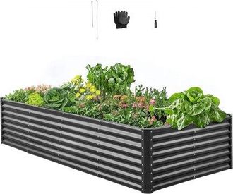OEM Cama Elevada De Jard&iacute;n 240 X 120 X 60 Cm, Jardiner&iacute;a Elevada De Metal Con Base Abierta Para Cultivo De Flores, Plantas, Hierbas, Huerto Con Accesorios