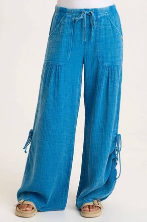Xcvi Muriel Stripe Gauze Wide-Leg Pant In Distress Wash Mykonos