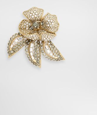Dolce & Gabbana Flower Brooch With Rhinestones - Woman Bijoux Gold Metal Pz