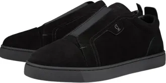 Christian Louboutin Louboutin Black Velours Slip On Sneakers Size 42.5