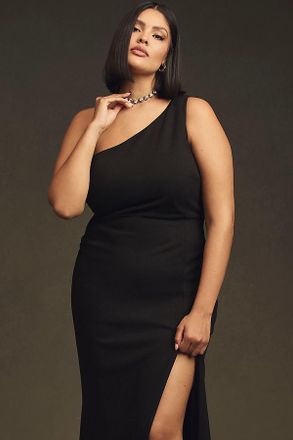 BHLDN Hallie One-Shoulder Stretch Crepe Maxi Gown
