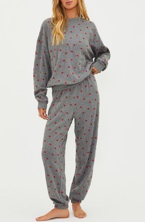 Beach Riot Nash Sweatpants in Red Love Hearts at Nordstrom, Size X-Large