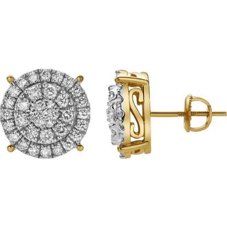 LuvMyJewelry Zephyra 10K Yellow Gold Cluster Diamond Unisex Earrings - 1 Cts at Nordstrom