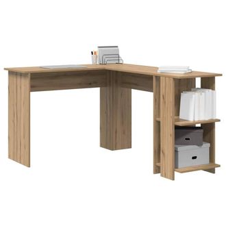 Berkfield Home Modern Corner Desk with Storage Artisan Oak 140x113, 5x75cm in Brown | Size: 5x75 cm