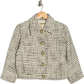 L'agence Jia Crop Tweed Jacket in Ecru/Black at Nordstrom Rack, Size 18 (Similar To 18W-20W)