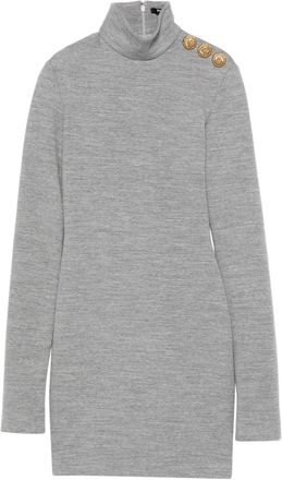 Balmain High-neck Button-detail Dress