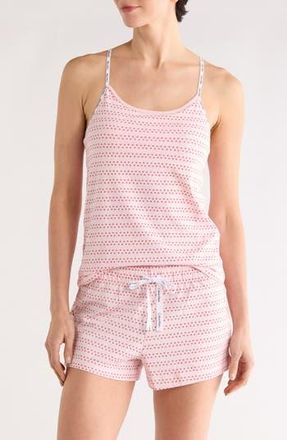 Calvin Klein Stretch Cotton Camisole & Shorts Pajamas in Heart Stripe Potpourri at Nordstrom Rack, Size X-Large