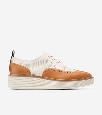 Cole Haan Womens &Oslash;riginal Grand Platform Wingtip Oxford Shoes - Brown Size 10.5
