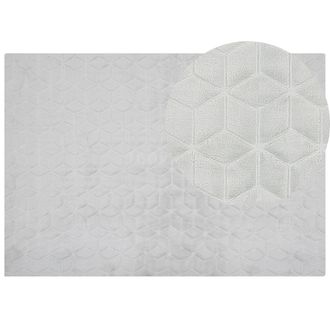 Beliani Beliani - Alfombra Gris Claro Verde Menta 160 X 230 Cm Poli&eacute;ster Piel Sint&eacute;tica De Conejo Pelo Largo Thatta