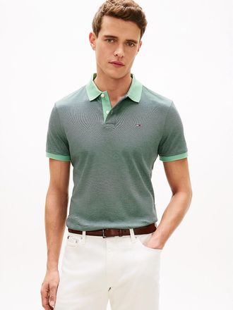 Tommy Hilfiger Mens Regular Fit Stripe Interlock Polo - Green - XXXL
