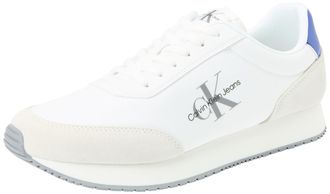 Calvin Klein Jeans Men Retro Runner Low Mix MTL, Bright White/Sapphire Blue, 45 EU