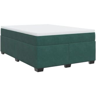 vidaXL Cama Box Spring Con Colch&oacute;n Terciopelo Verde Oscuro 140x200 Cm Vidaxl