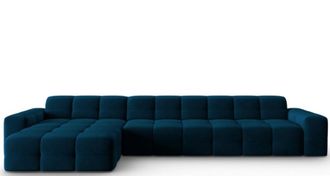 BLOOMINGLOFT 5-Sitzer Design Ecksofa Kendal Bezug: Petrol Dunkel