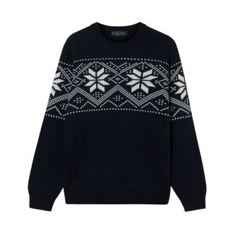 Brooks Brothers Jersey Jacquard Noruego - Knitwear - Hombre - Azul - 2XL