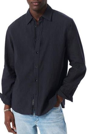 Rag & Bone Finch Linen Blend Button-Up Shirt in Black at Nordstrom Rack, Size Small