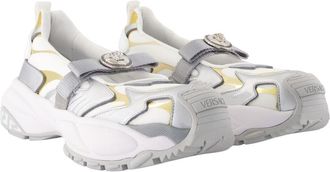 Versace Womens Colorblock Synthetic Mary Jane Flat White
