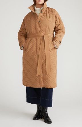 Universal Standard Nehra Quilted Coat in Camel Brown at Nordstrom, Size 4Xl