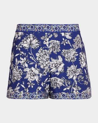 Alice & Olivia Hera Forevermore High-Rise Back Zip Shorts