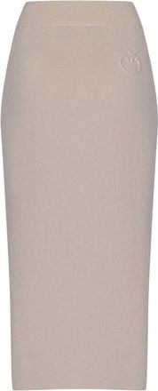 Pinko Rainbow Rok in Lurex Piqu&eacute; Sweatshirt Stof - Dames - Midirokken - Beige - S - Rokken