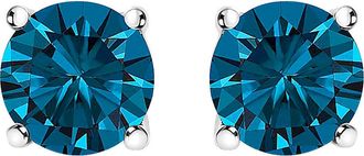 House of Brilliance 14K Gold 1/2 Cttw Lab Grown Blue Diamond Solitaire Stud Earrings in White at Nordstrom