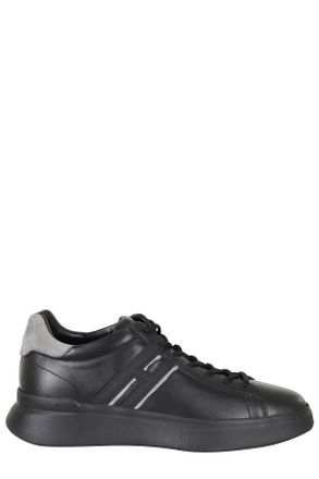 Hogan Black H580 Smooth Leather Rubber Sole Leather Sneakers