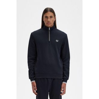 Fred Perry Mens Half Zip Sweatshirt - Black - Size X-Large