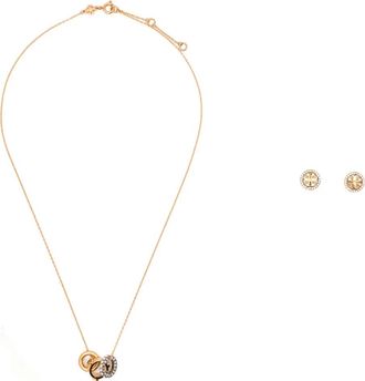 Tory Burch Set orecchini e collana Miller con cristalli - Oro