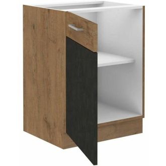 OEM Mueble Bajo Rock - Melamina Con Decoraci&ucirc;n Roble Lancelot Y Gris Matera - 1 Puerta - L60 X H82 Cm