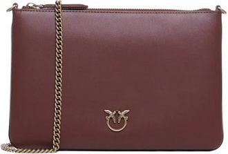Pinko Flat Classic - Dames - Schoudertassen - Bruin - ONE Size - Leer - Tassen