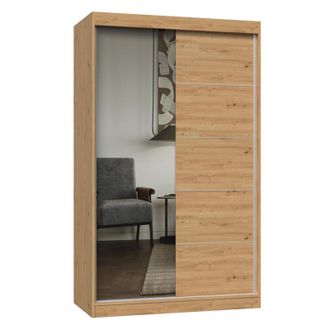 Hucoco Paolo - Armario Con 2 Puertas Correderas - 1 Espejo - Ancho 120 Cm - Vestidor Con 2 Puertas