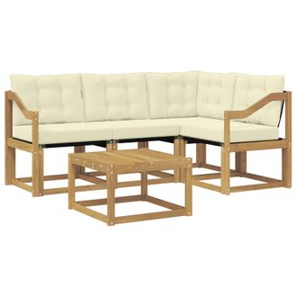 vidaXL Conjunto De Sof&aacute;s De Exterior Con Coj&iacute;n 5 Pcs Blanco Y Crema Vidaxl