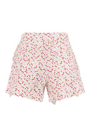 Msgm Cherry-Print Cotton with Ruffled Trim Shorts - Pink