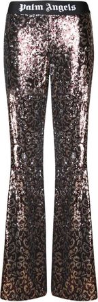 Palm Angels Bruine Stijlvolle Broek Aw 23 - Dames - Wijde Broeken - Bruin - XS - Broeken