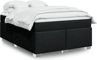 vidaXL Cama Box Spring Con Colch&oacute;n Tela Negro 160x200 Cm Vidaxl